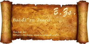 Balázs Zseni névjegykártya