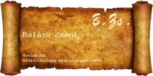 Balázs Zseni névjegykártya